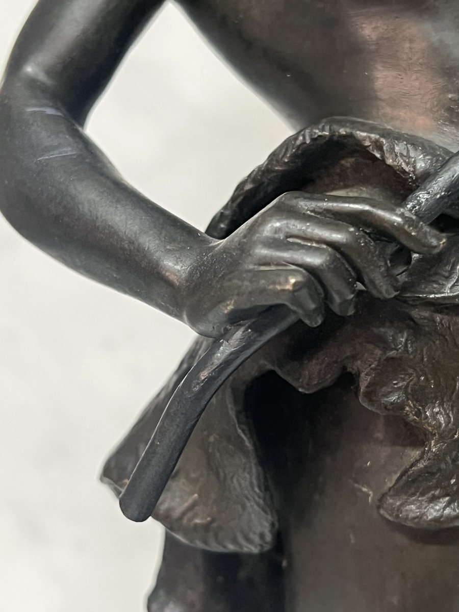 Eugène Marioton (1857–1933), Fascinateur Bronze à patine brune, Fin du XIXe siècle-photo-5