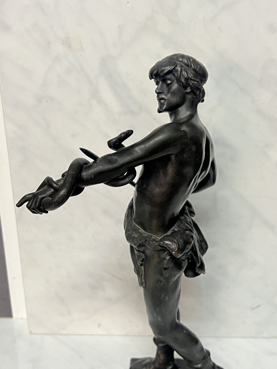 Eugène Marioton (1857–1933), Fascinateur Bronze à patine brune, Fin du XIXe siècle-photo-7