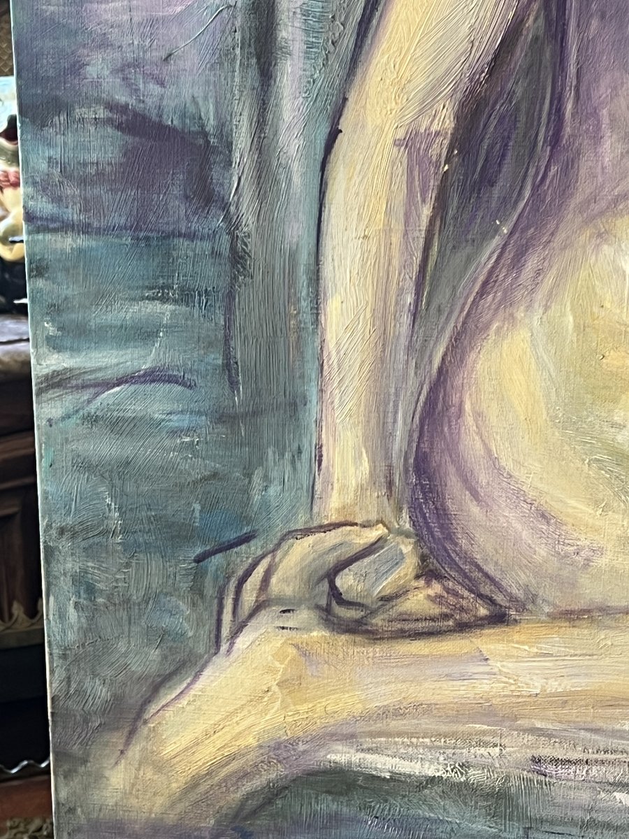 Francis Grenet, *seated Nude Woman*, Oil On Canvas, 60 X 81 Cm, Painter From Rouen-photo-1