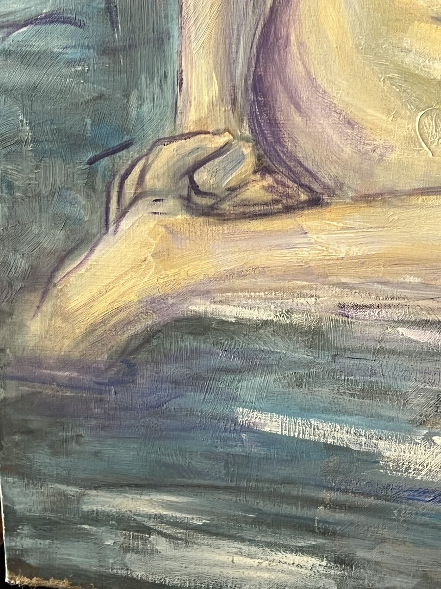 Francis Grenet, *seated Nude Woman*, Oil On Canvas, 60 X 81 Cm, Painter From Rouen-photo-2