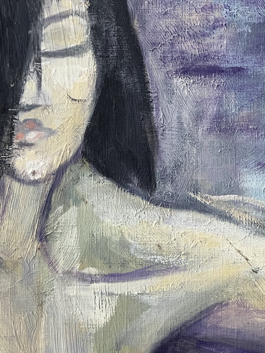 Francis Grenet, *seated Nude Woman*, Oil On Canvas, 60 X 81 Cm, Painter From Rouen-photo-3