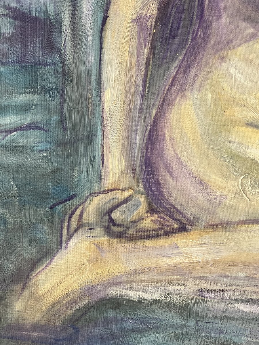 Francis Grenet, *seated Nude Woman*, Oil On Canvas, 60 X 81 Cm, Painter From Rouen-photo-6