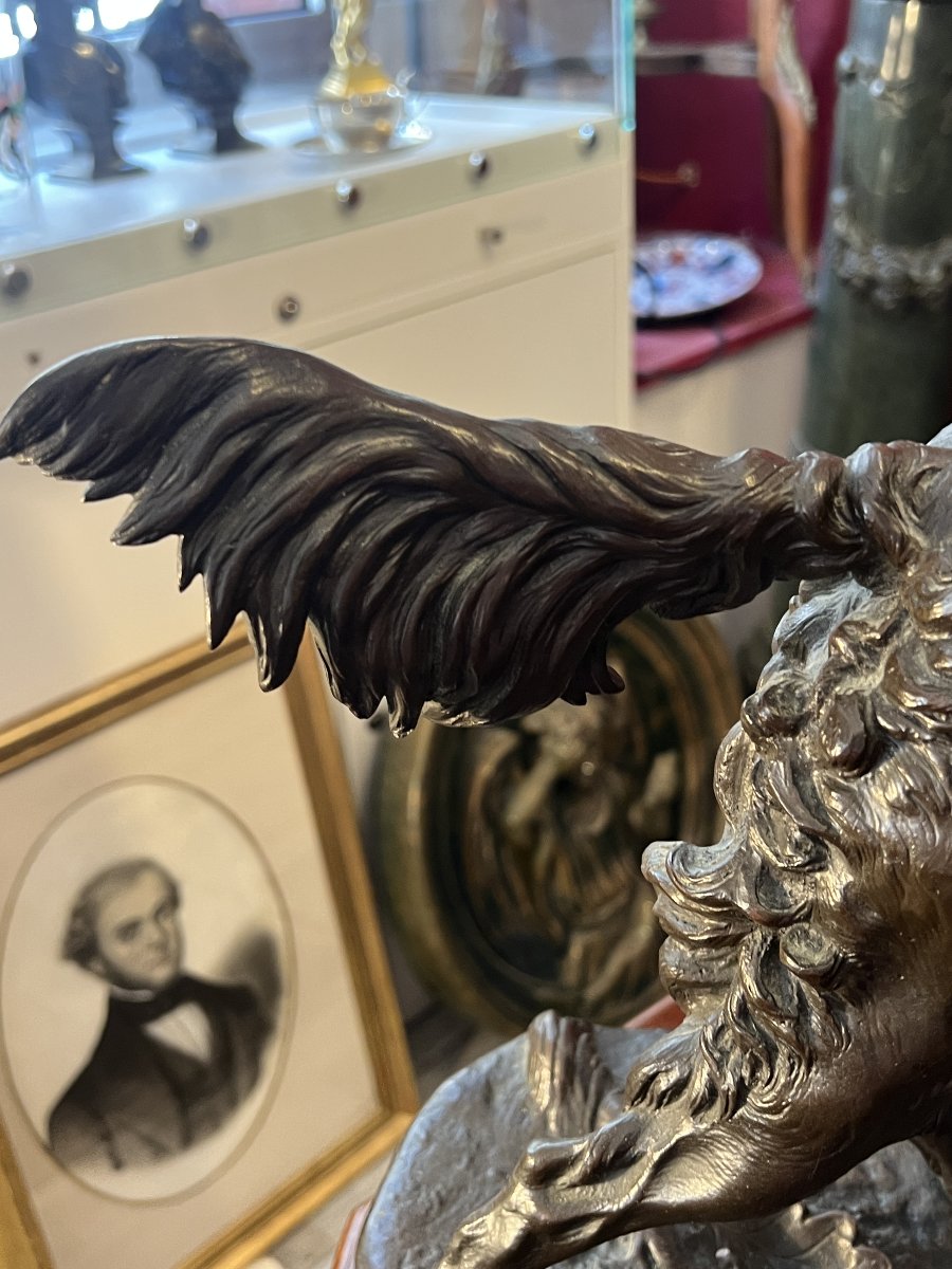 Patinated Bronze Animal Sculpture, "spaniel With Pheasant," By Jules Moigniez, 50 Cm.-photo-7