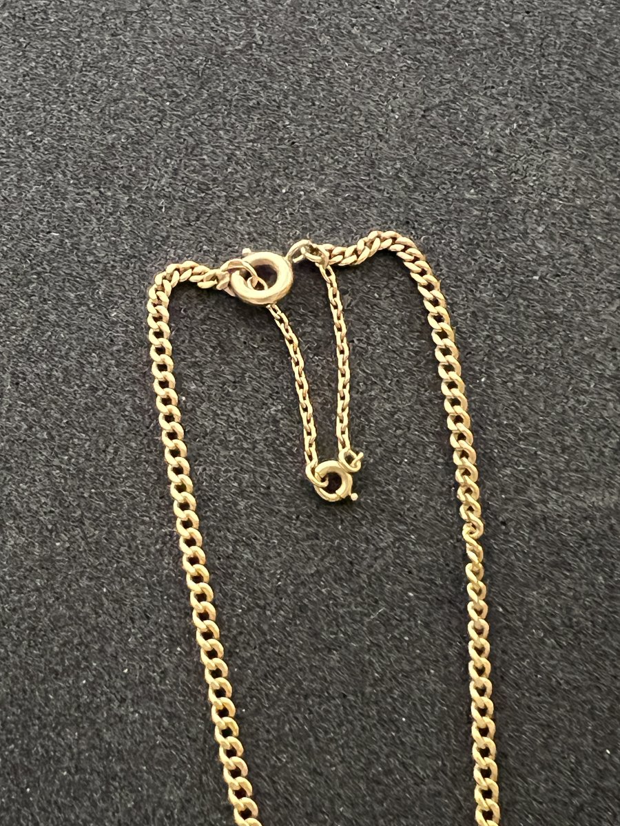 Chaîne de cou à mailles gourmette en or jaune 18 K, médaille Pièce 40 lire Italie, poids 28.4 g-photo-2