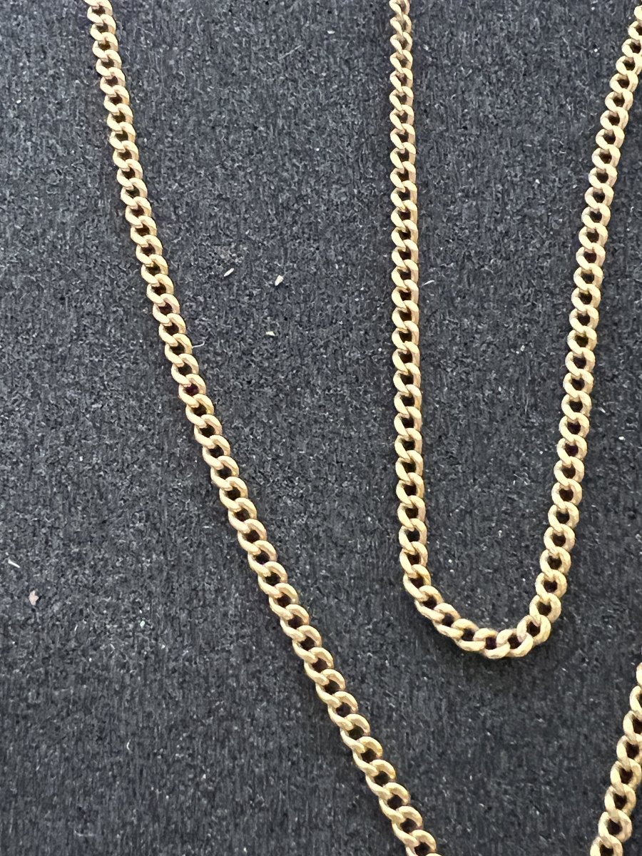 Chaîne de cou à mailles gourmette en or jaune 18 K, médaille Pièce 40 lire Italie, poids 28.4 g-photo-3