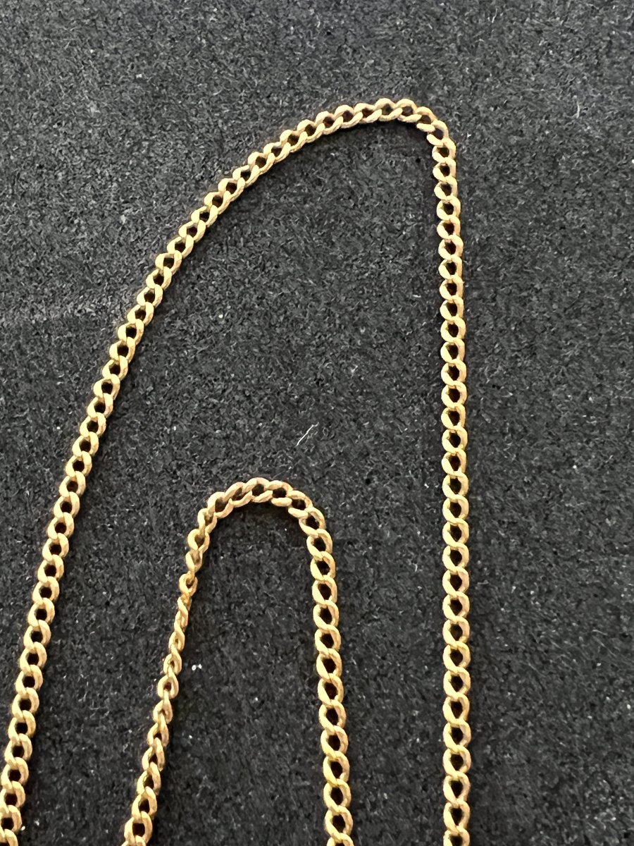 Chaîne de cou à mailles gourmette en or jaune 18 K, médaille Pièce 40 lire Italie, poids 28.4 g-photo-4