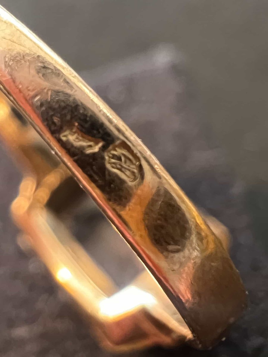 18-karat Yellow Gold Tank Ring, Circa 1940, With A Rose Quartz Stone, Size 56-photo-5