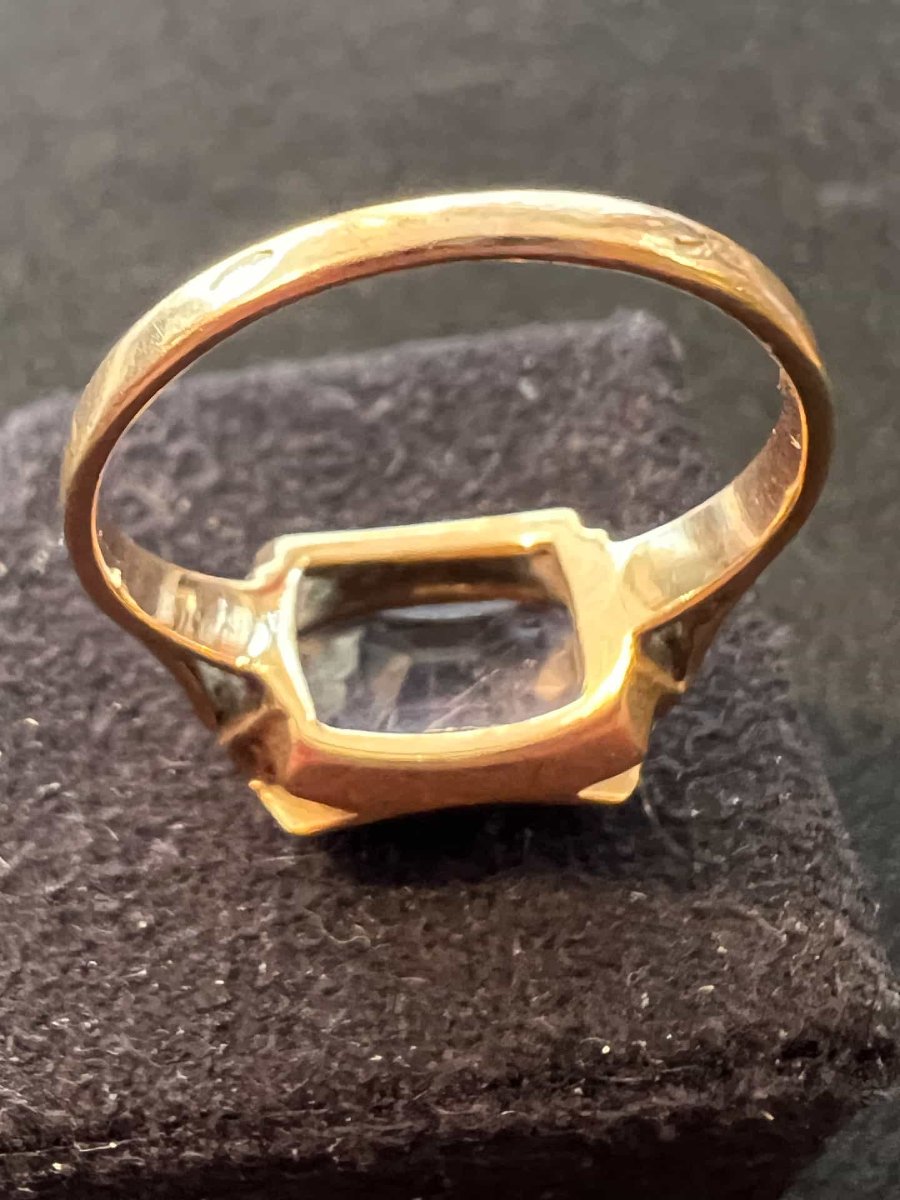 18-karat Yellow Gold Tank Ring, Circa 1940, With A Rose Quartz Stone, Size 56-photo-6