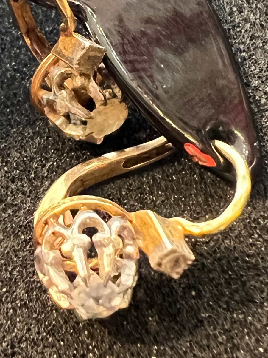 Pair Of 18-karat Gold Lever-back Earrings. Yellow Gold And White Gold, Gross Weight 2.2 G-photo-4