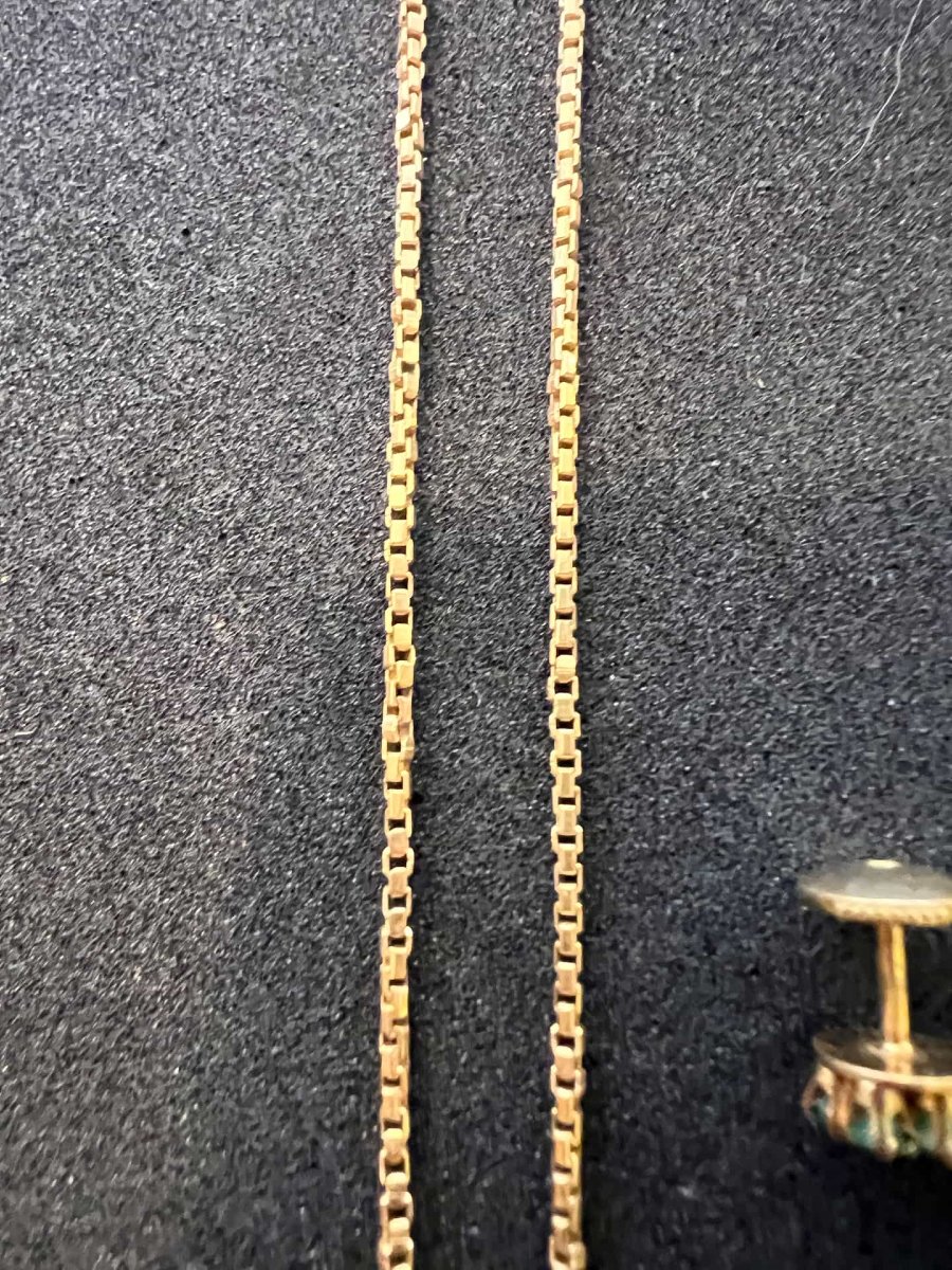 3-piece Set In 18-karat Yellow Gold With Diamonds And Emeralds, Necklace + Earrings-photo-4