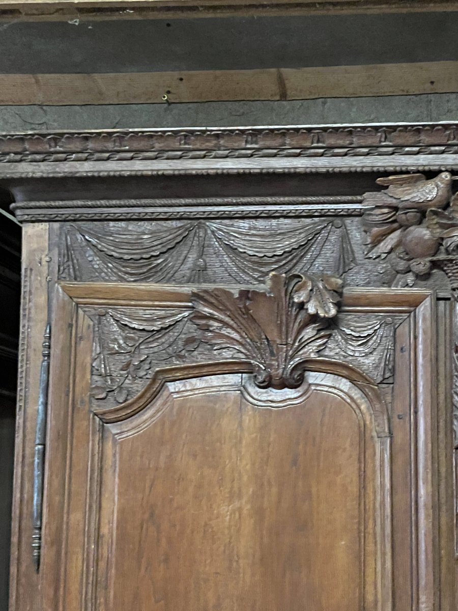 Armoire  de mariage en chêne. Chef-d’œuvre d’élégance et de tradition Normande du XIXe siècle-photo-4