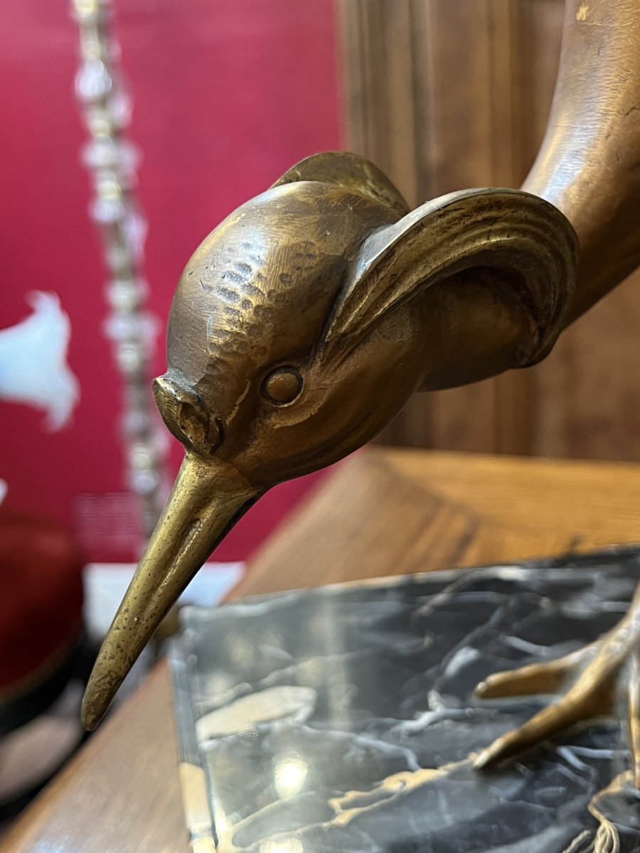 Importante sculpture en bronze Art Déco de Georges-Henri Laurent (1880-1940) scène deux oiseaux-photo-3