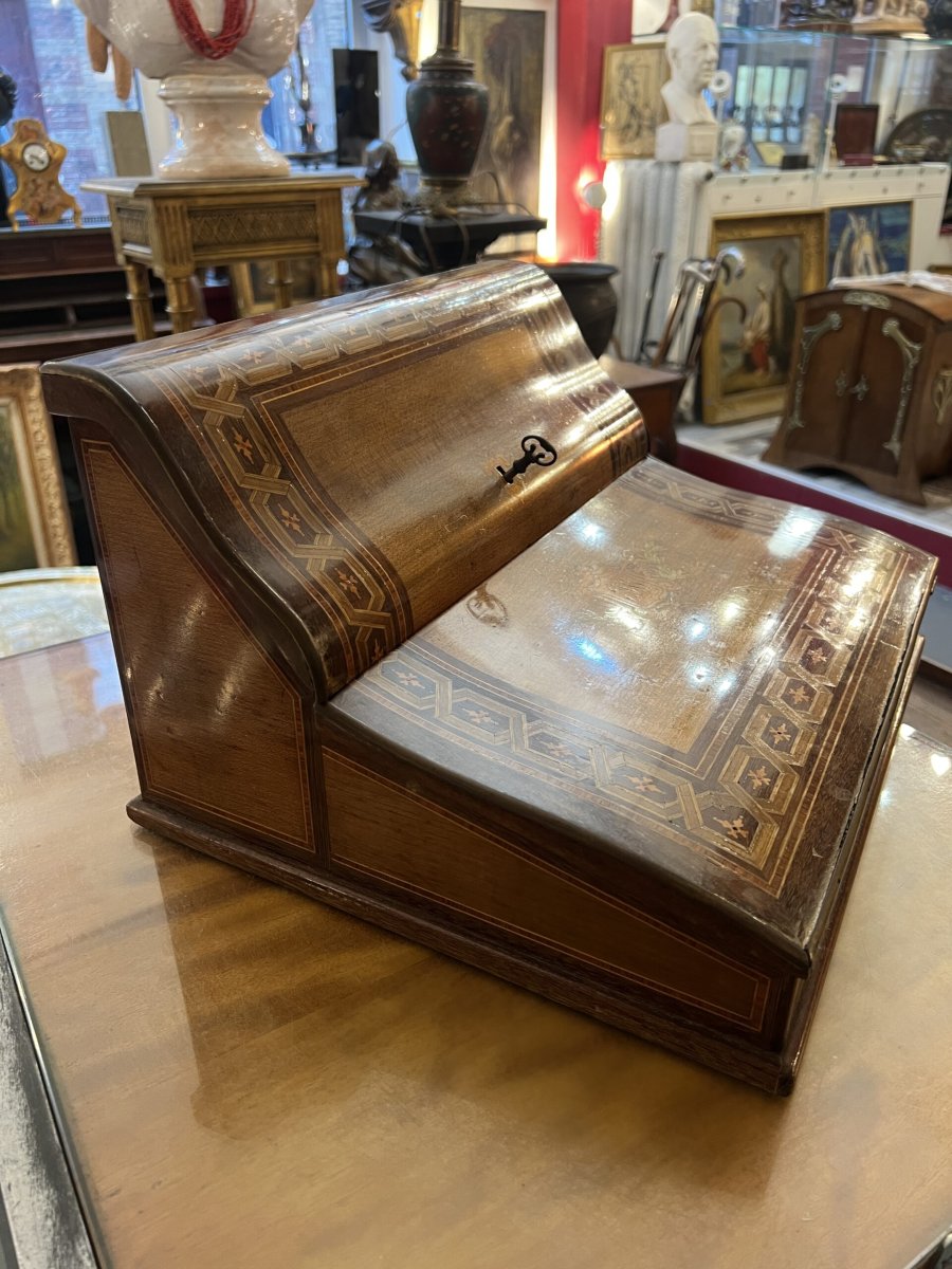 Ecritoire XIXe siècle, estampillé de Paul Sormani, époque Napoléon III, marqueterie-photo-2