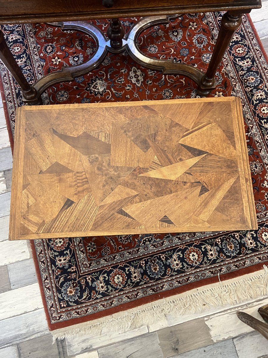 Série de tables Gigogne en bois de placage et marqueterie géométrique d'Emile GALLE vers 1900-photo-3