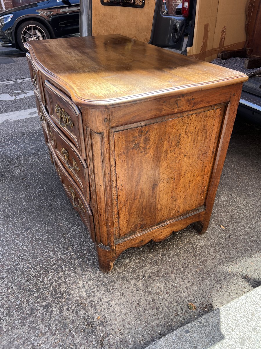 Commode Louis XV en noyer massif, époque XVIIIe, aux dimensions 112 x 58 x 78 cm-photo-4