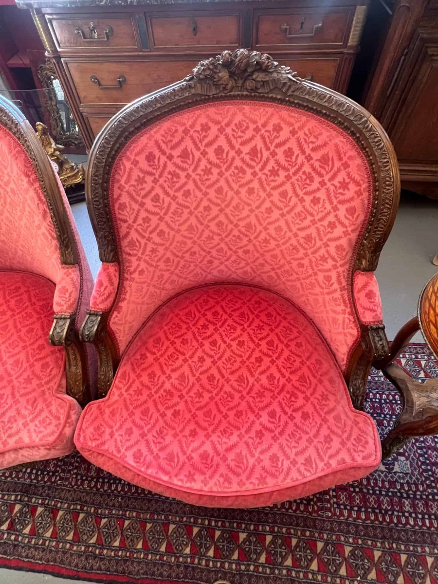Pair Of Louis XVI-style Armchairs. Dating From The First Half Of The 19th Century, Richly Carved-photo-2