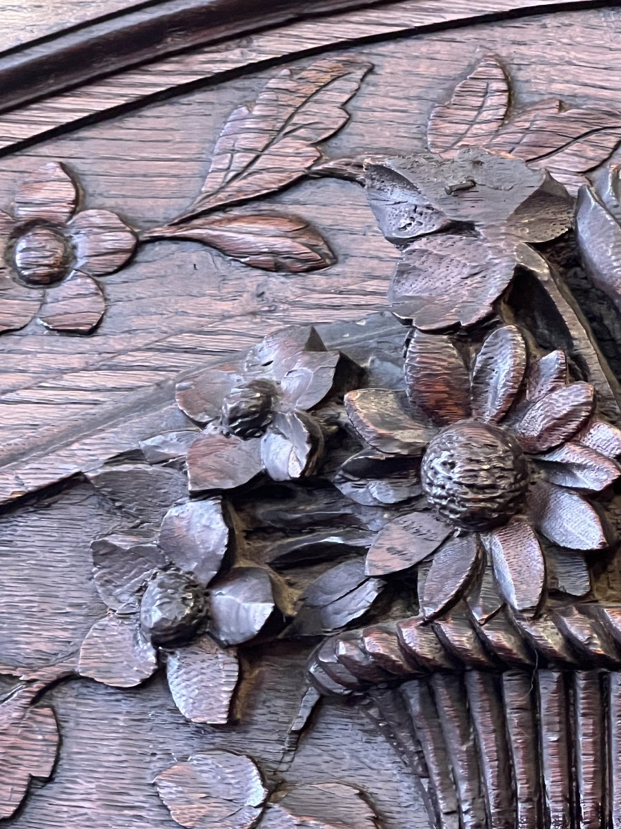 20th-century Normandy-style Chest Of Drawers Made Of Carved Oak, With A Single Door; Height: 212 Cm-photo-4