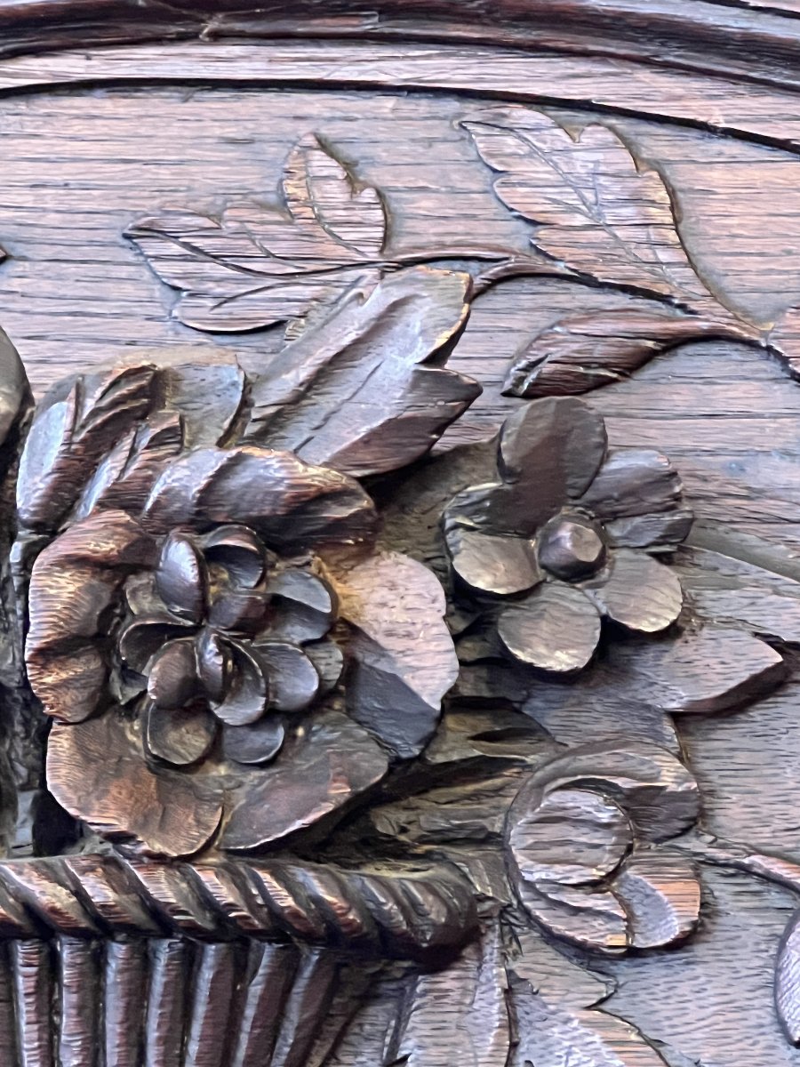 20th-century Normandy-style Chest Of Drawers Made Of Carved Oak, With A Single Door; Height: 212 Cm-photo-1