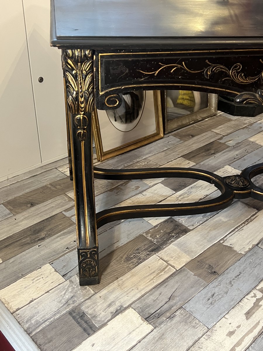 Double-sided Napoleon III Desk In Black-stained, Lacquered, And Gilded Wood, Late 19th Century-photo-3