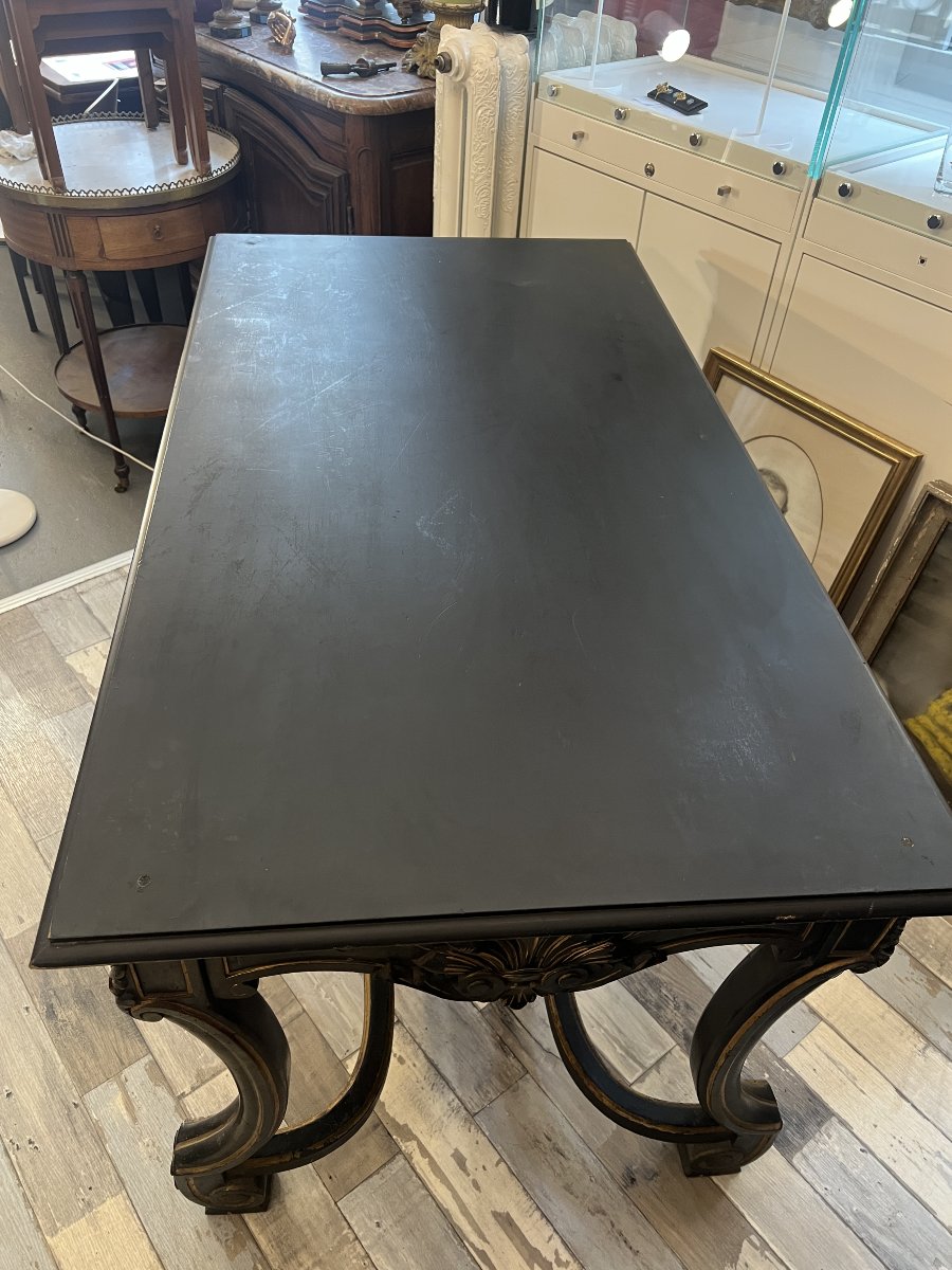 Double-sided Napoleon III Desk In Black-stained, Lacquered, And Gilded Wood, Late 19th Century-photo-2