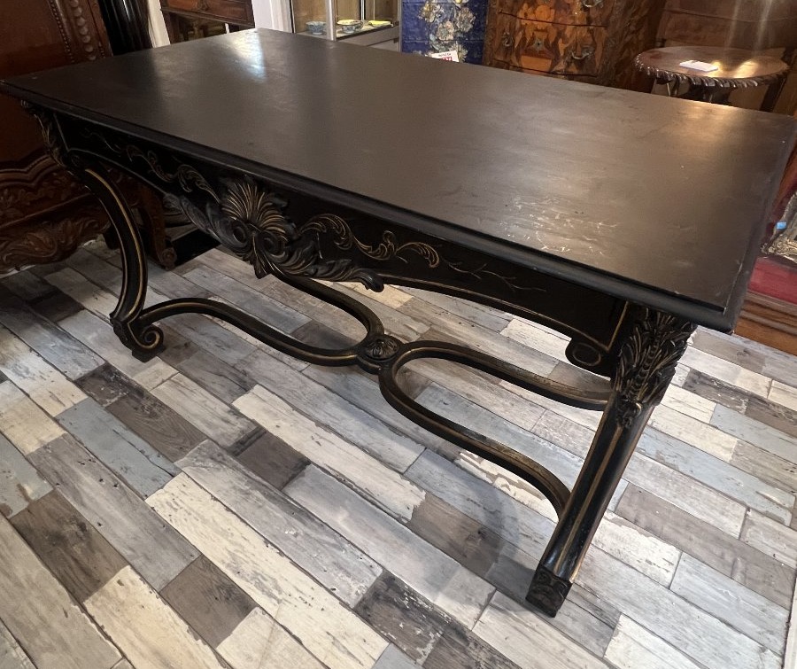 Double-sided Napoleon III Desk In Black-stained, Lacquered, And Gilded Wood, Late 19th Century-photo-5