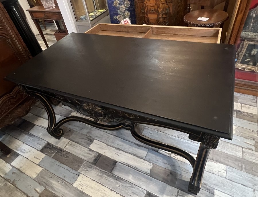 Double-sided Napoleon III Desk In Black-stained, Lacquered, And Gilded Wood, Late 19th Century-photo-6