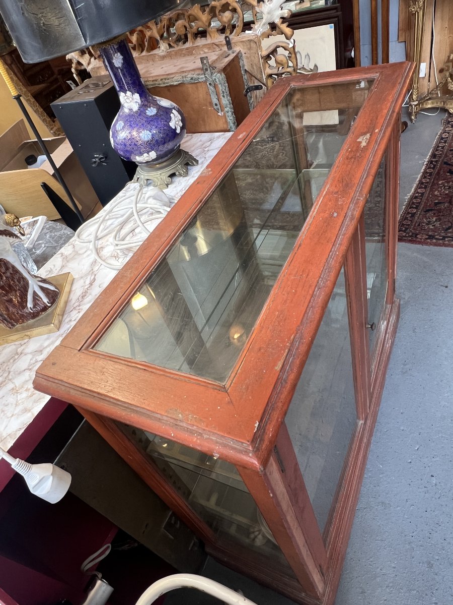 19th-century Store Display Case Made Of Painted Solid Oak, 100 X 34 X 90 Cm, Display Case-photo-4