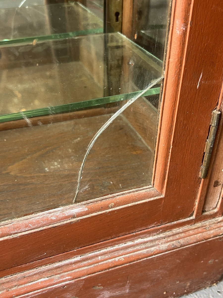 19th-century Store Display Case Made Of Painted Solid Oak, 100 X 34 X 90 Cm, Display Case-photo-3