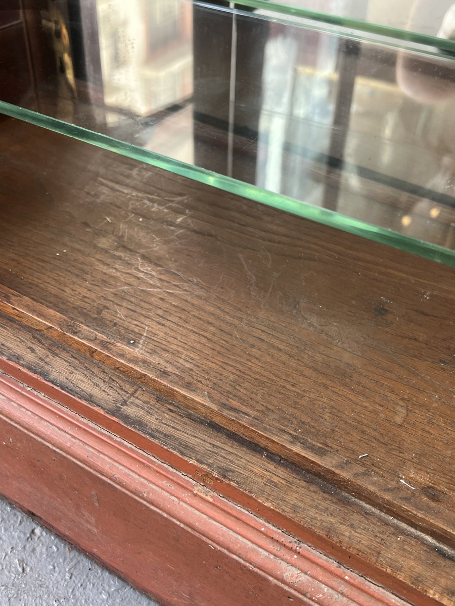 19th-century Store Display Case Made Of Painted Solid Oak, 100 X 34 X 90 Cm, Display Case-photo-7