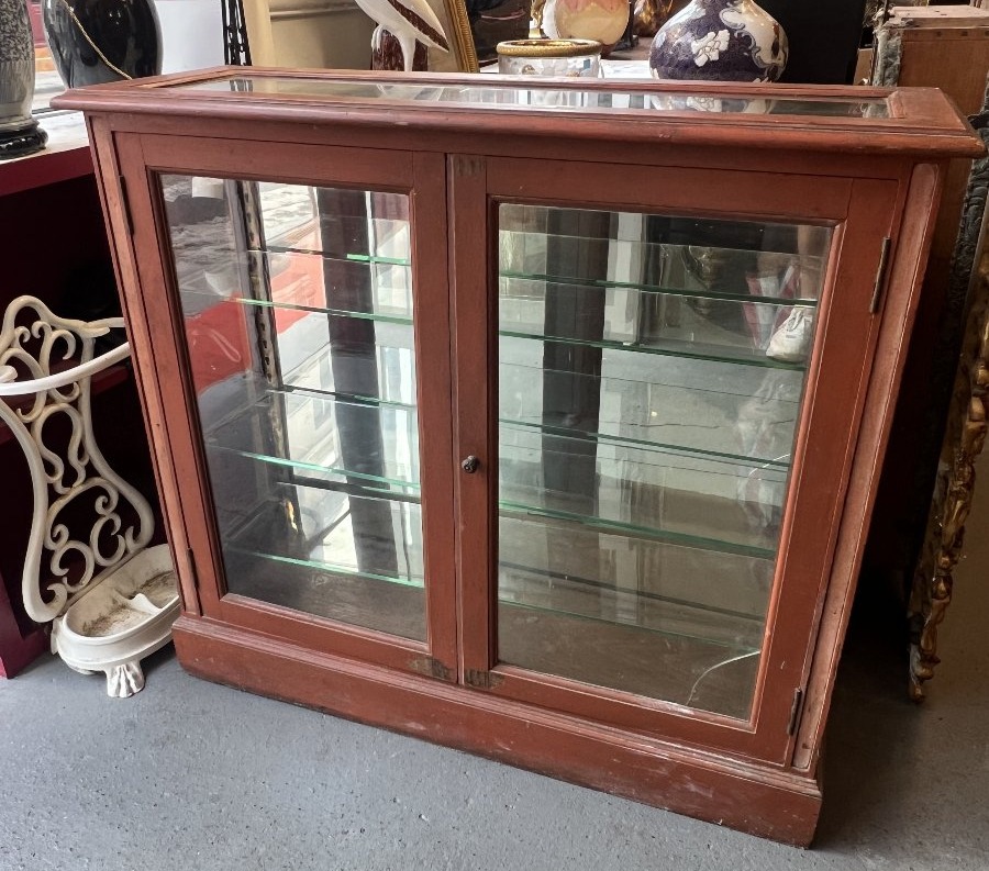 19th-century Store Display Case Made Of Painted Solid Oak, 100 X 34 X 90 Cm, Display Case