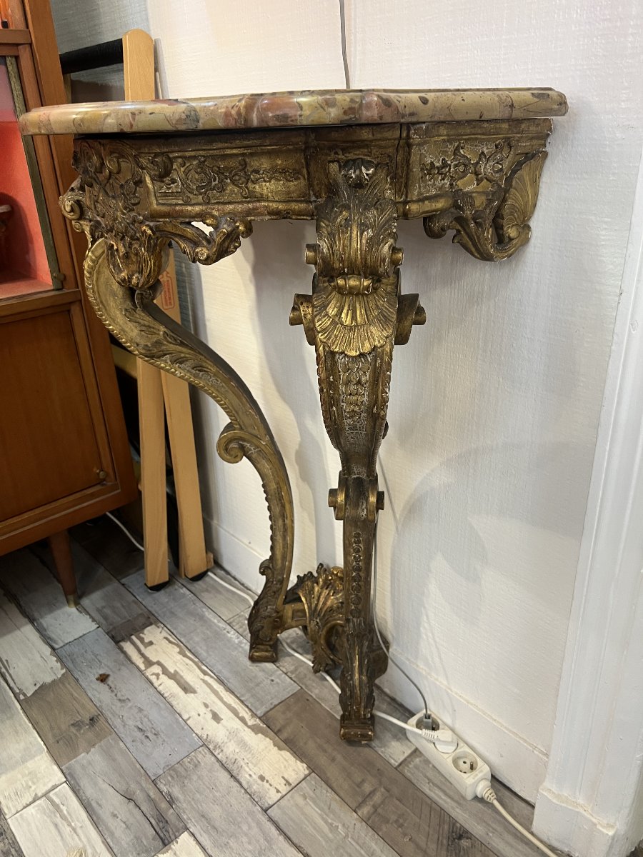 Antique Window-to-window Console Table, Restored In The Louis XIV Style, Circa 1830-photo-3