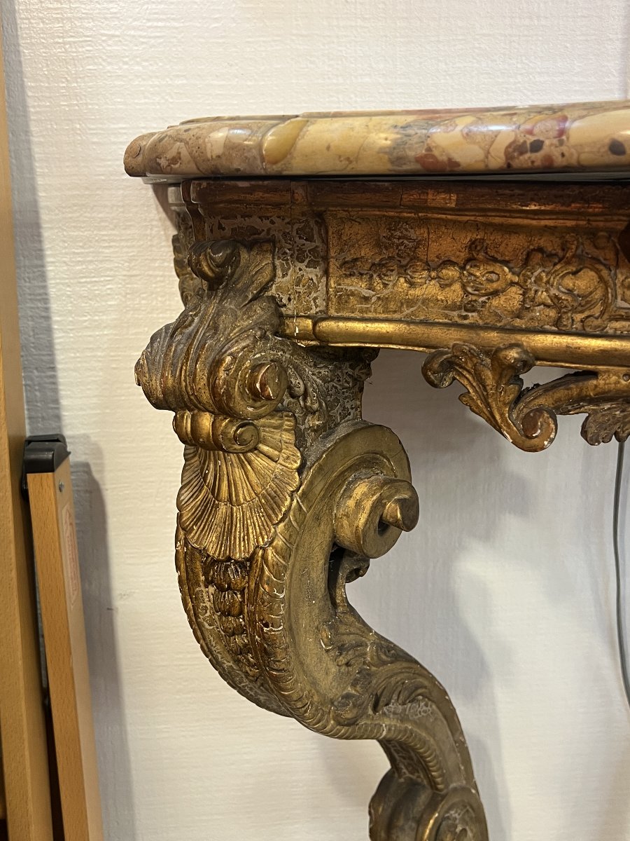 Antique Window-to-window Console Table, Restored In The Louis XIV Style, Circa 1830-photo-1