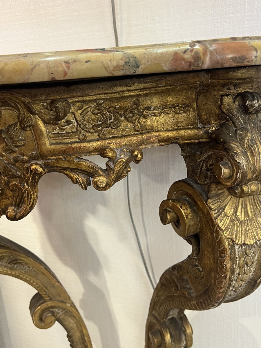 Antique Window-to-window Console Table, Restored In The Louis XIV Style, Circa 1830-photo-4
