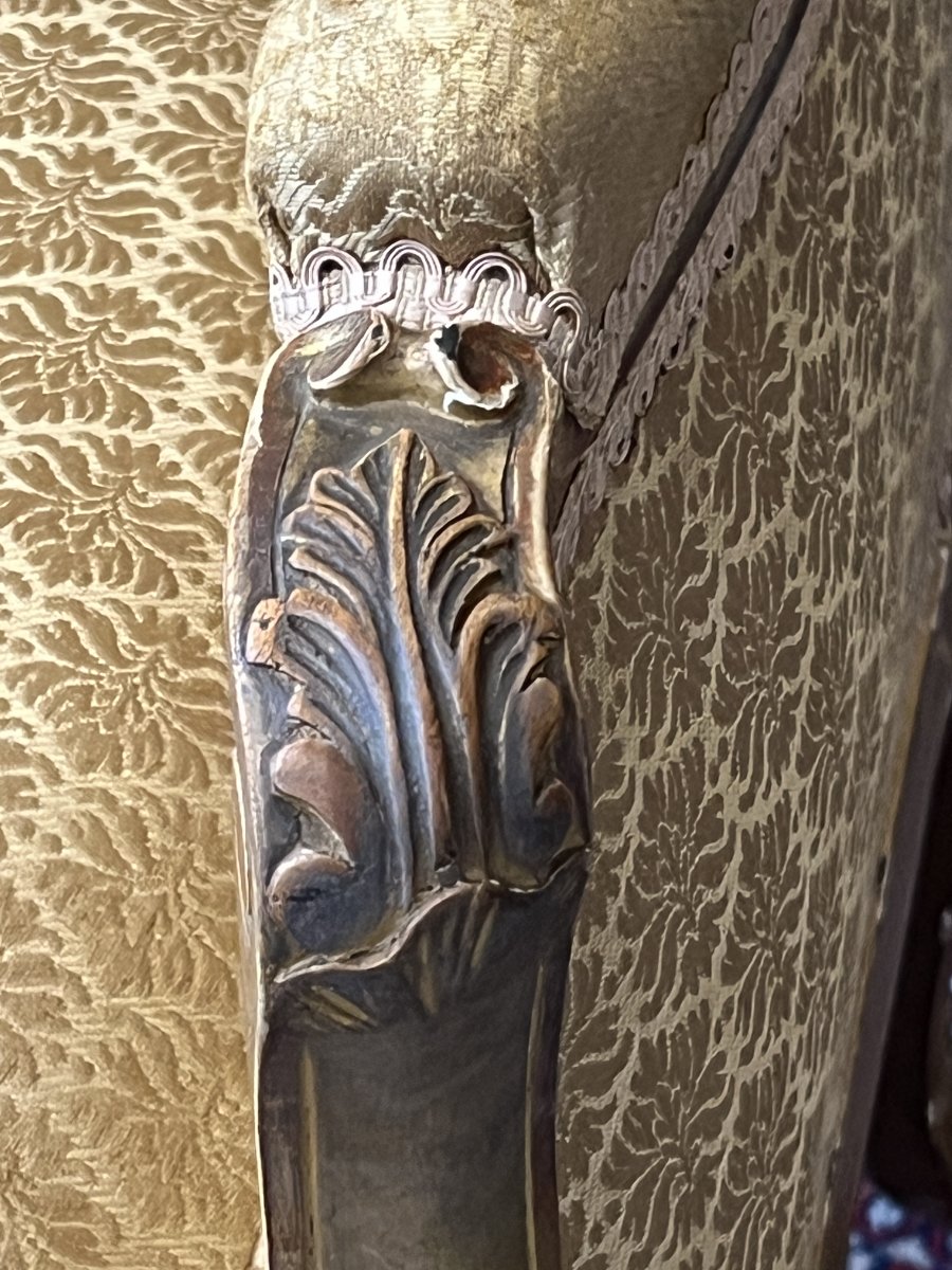 Bergère de style Régence en bois sculpté et doré, dossier à la Reine, époque XIXe siècle-photo-1