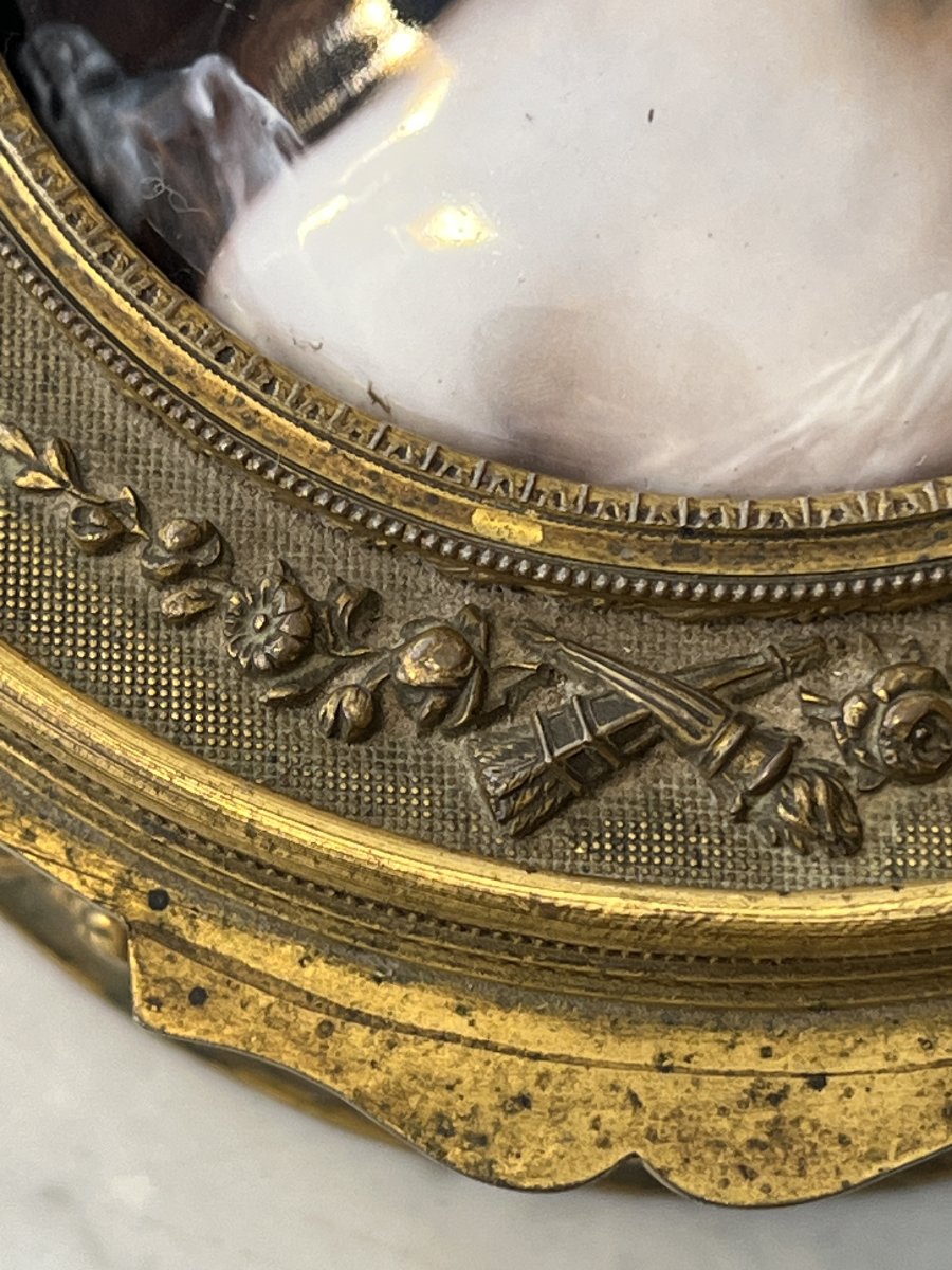 Limoges Enamel Box With Engraved Glass And Chased Bronze In The Louis XVI Style, Late 19th Century -photo-1