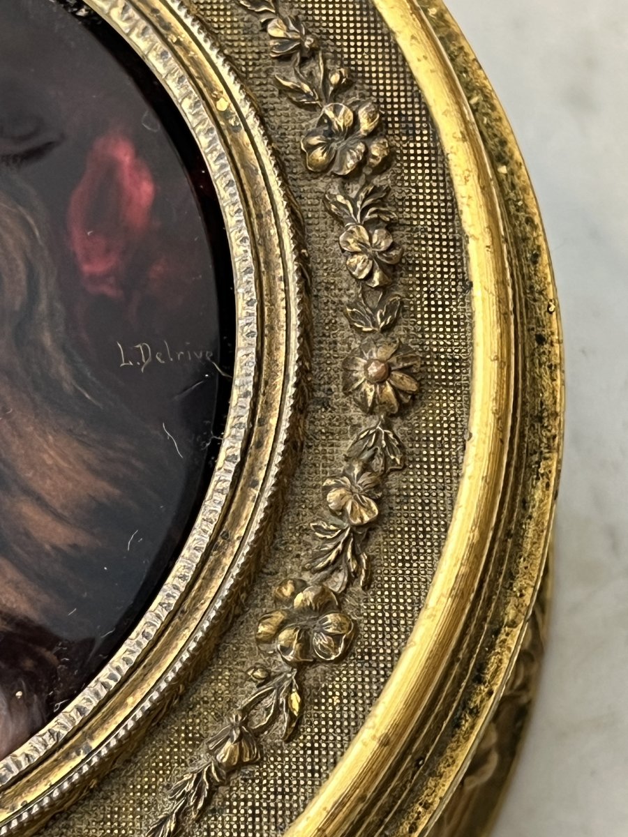 Limoges Enamel Box With Engraved Glass And Chased Bronze In The Louis XVI Style, Late 19th Century -photo-2