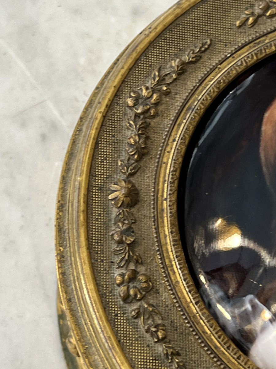 Limoges Enamel Box With Engraved Glass And Chased Bronze In The Louis XVI Style, Late 19th Century -photo-3