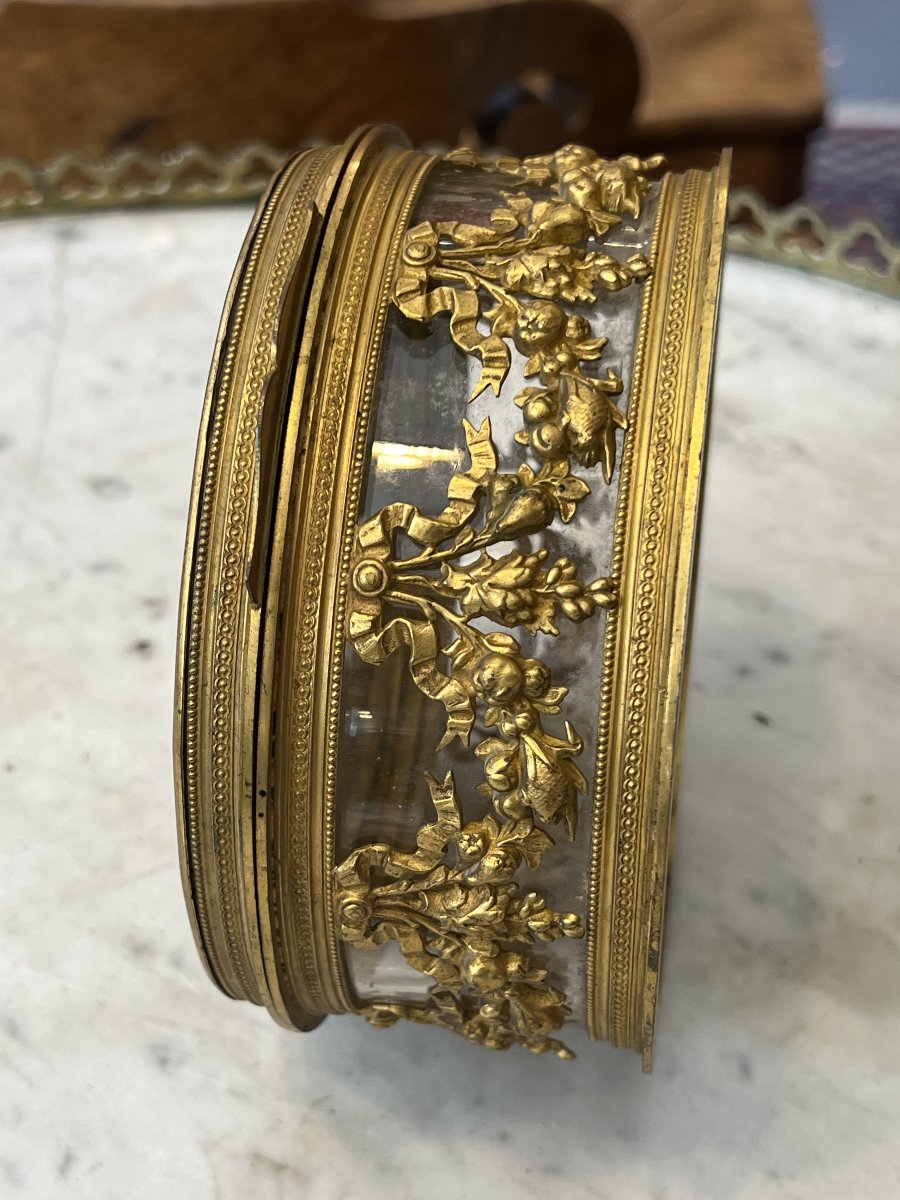 Limoges Enamel Box With Engraved Glass And Chased Bronze In The Louis XVI Style, Late 19th Century -photo-7