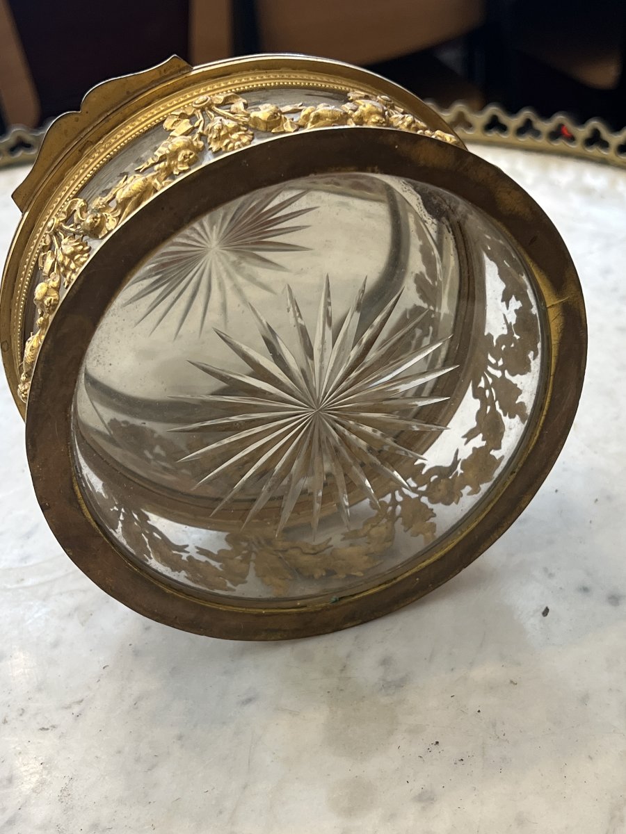 Limoges Enamel Box With Engraved Glass And Chased Bronze In The Louis XVI Style, Late 19th Century -photo-8