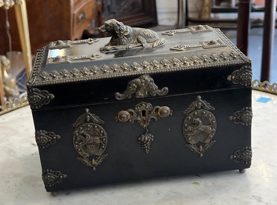 Napoleon III Liqueur Set In Blackened Wood, Late 19th Century, With A Zimberg Label-photo-2