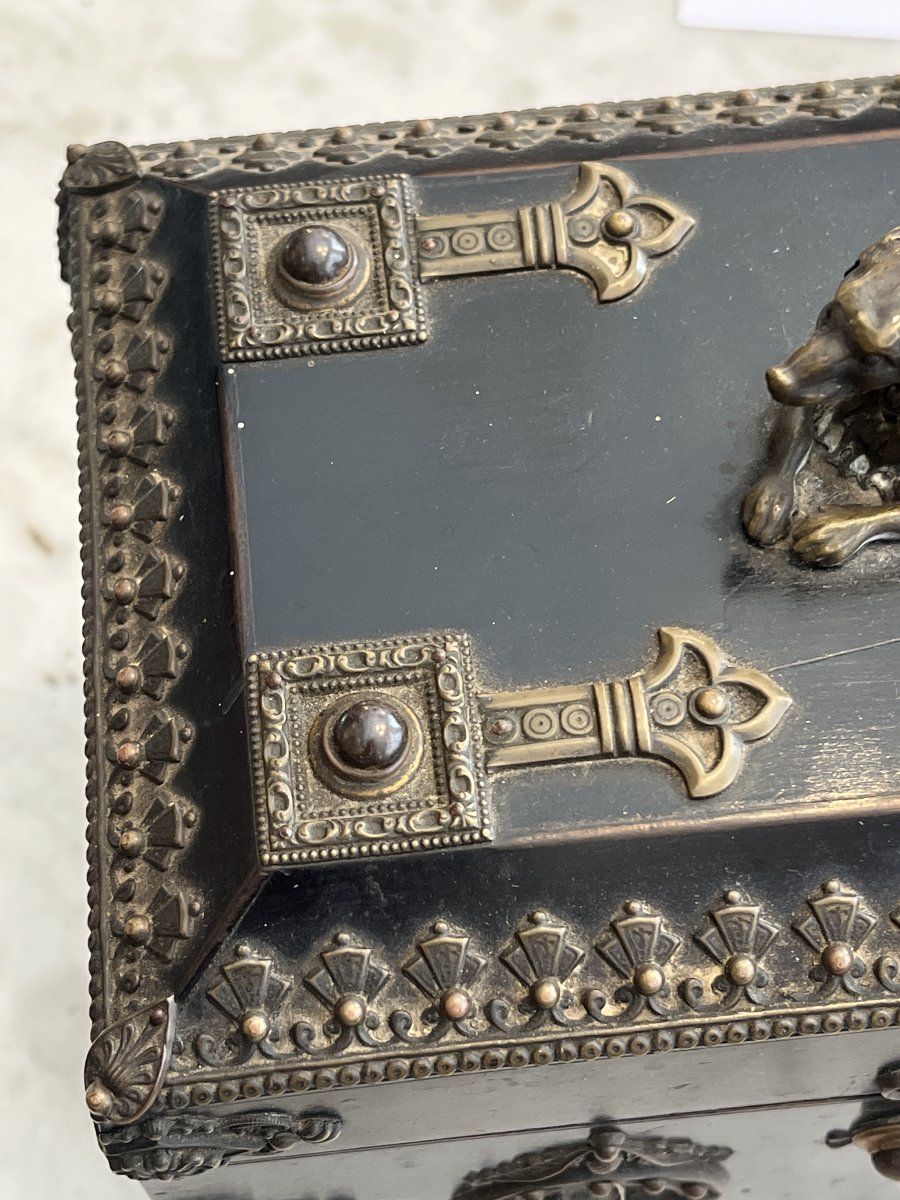 Napoleon III Liqueur Set In Blackened Wood, Late 19th Century, With A Zimberg Label-photo-4