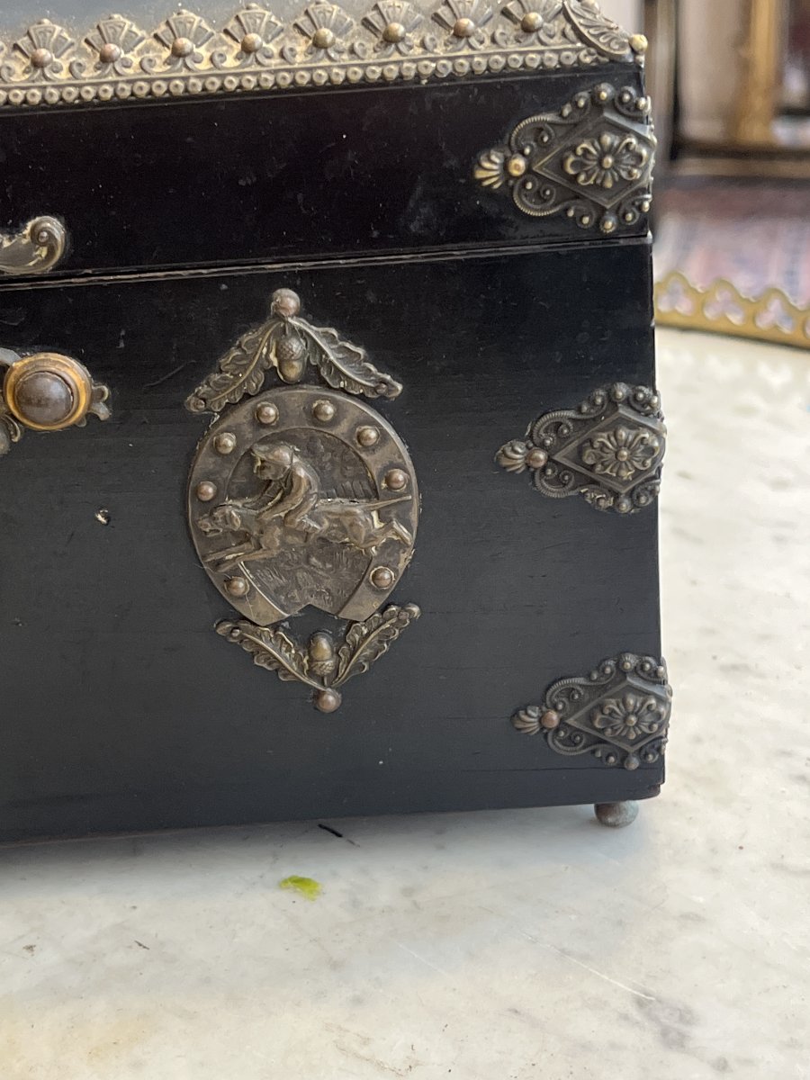 Napoleon III Liqueur Set In Blackened Wood, Late 19th Century, With A Zimberg Label-photo-2