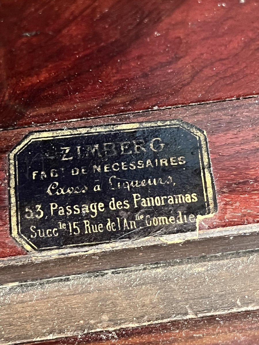 Napoleon III Liqueur Set In Blackened Wood, Late 19th Century, With A Zimberg Label-photo-7