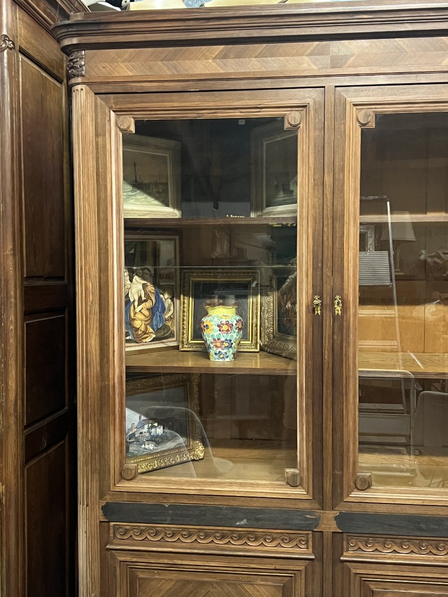 Grande bibliothèque vitrine de propriété d’époque XIXe siècle en acajou massif-photo-2