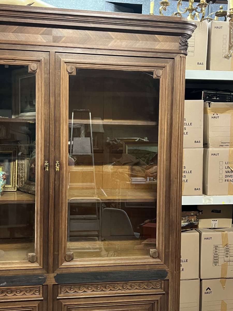 Grande bibliothèque vitrine de propriété d’époque XIXe siècle en acajou massif-photo-3