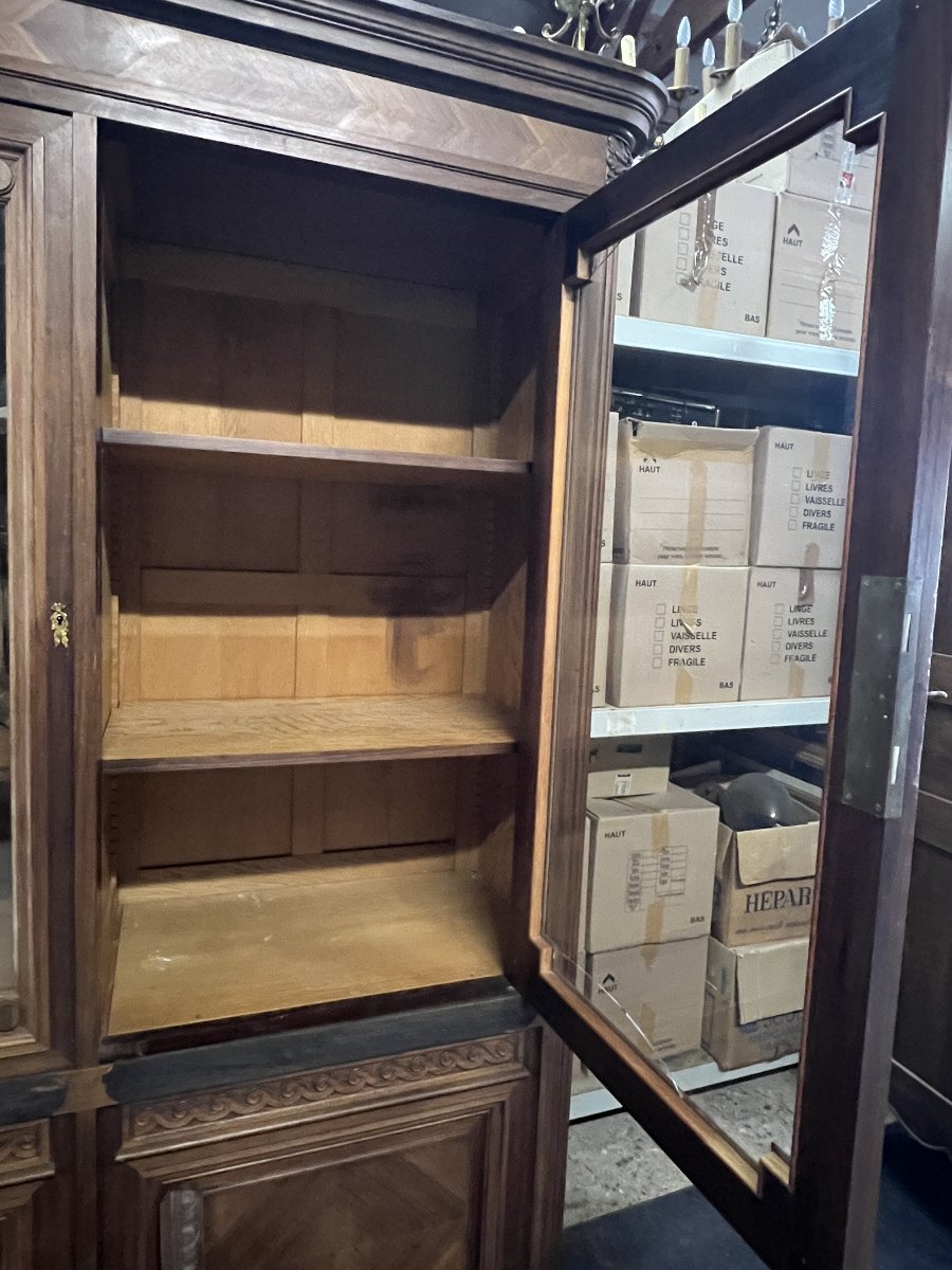 Grande bibliothèque vitrine de propriété d’époque XIXe siècle en acajou massif-photo-4
