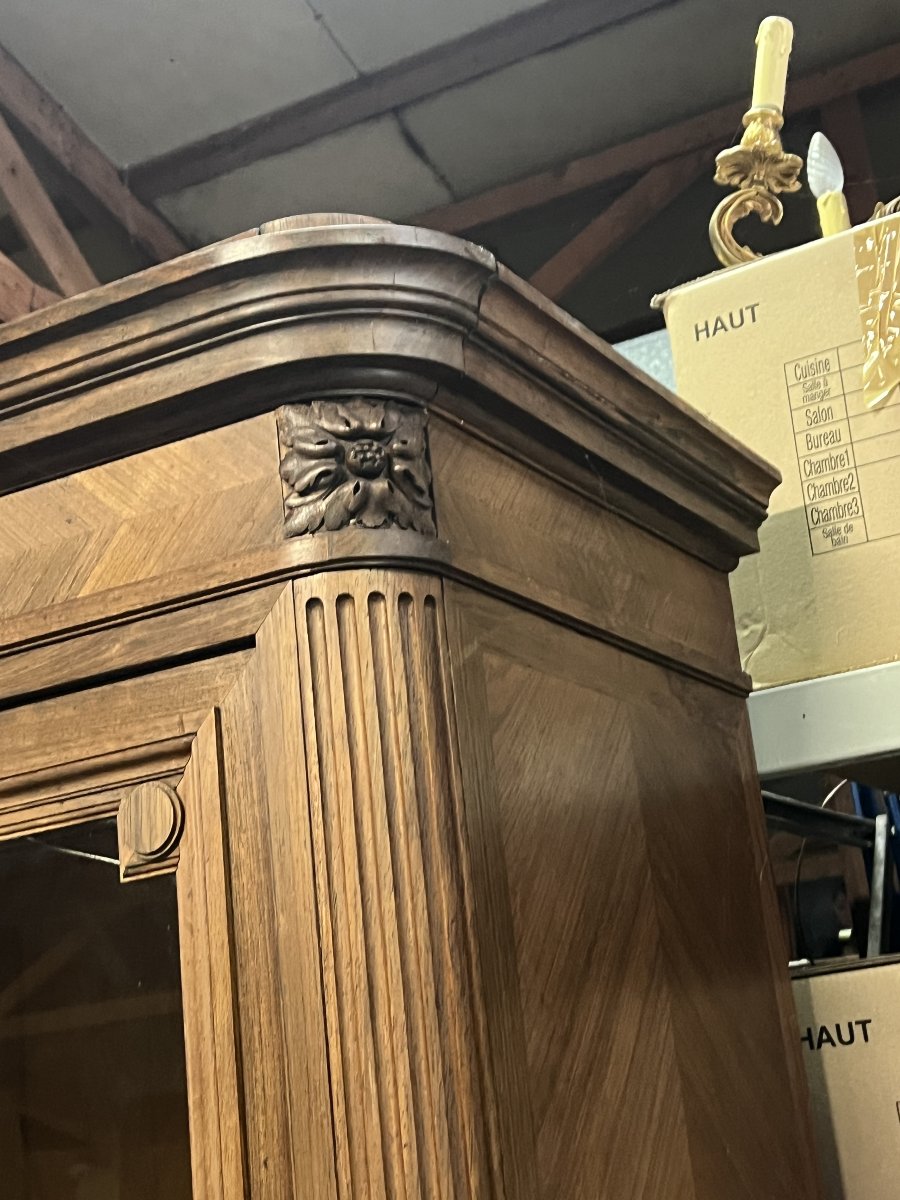 Grande bibliothèque vitrine de propriété d’époque XIXe siècle en acajou massif-photo-8