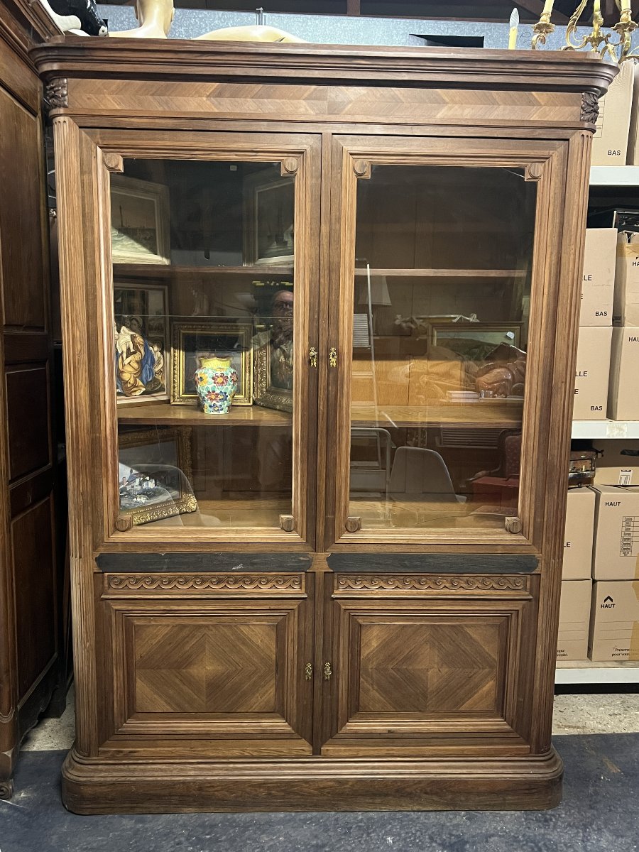 Grande bibliothèque vitrine de propriété d’époque XIXe siècle en acajou massif