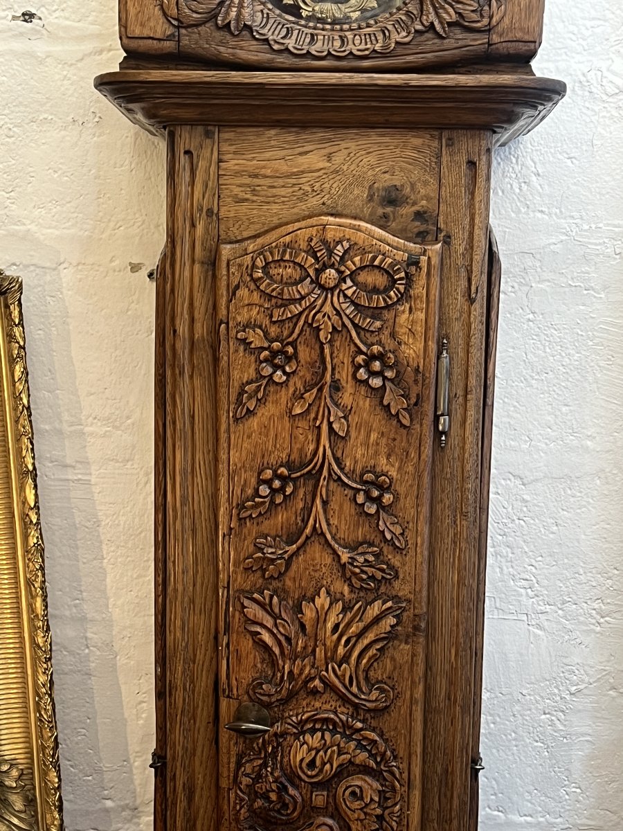 Late 18th-century Normandy Floor Clock Made Of Carved Wood, Medium-grained Oak-photo-3