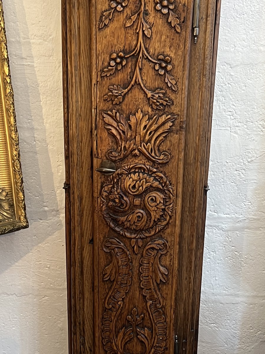 Late 18th-century Normandy Floor Clock Made Of Carved Wood, Medium-grained Oak-photo-4